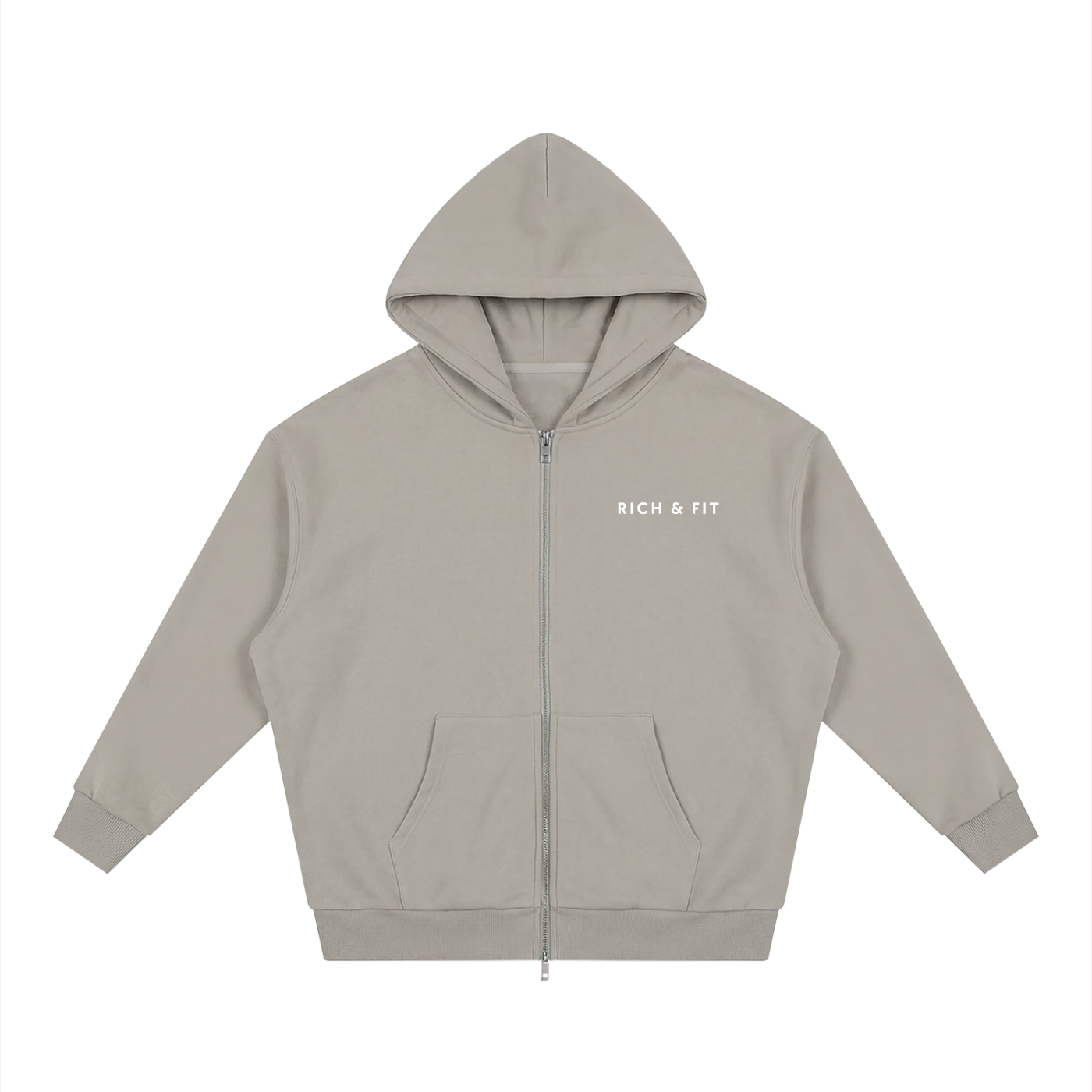 Unisex Loose Solid Full Zip Hoodie